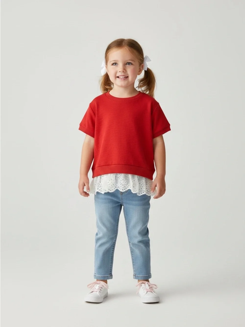 Jessica Simpson Red Eyelet Layered Hem Sweatshirt NWT Size 4T Retails $42